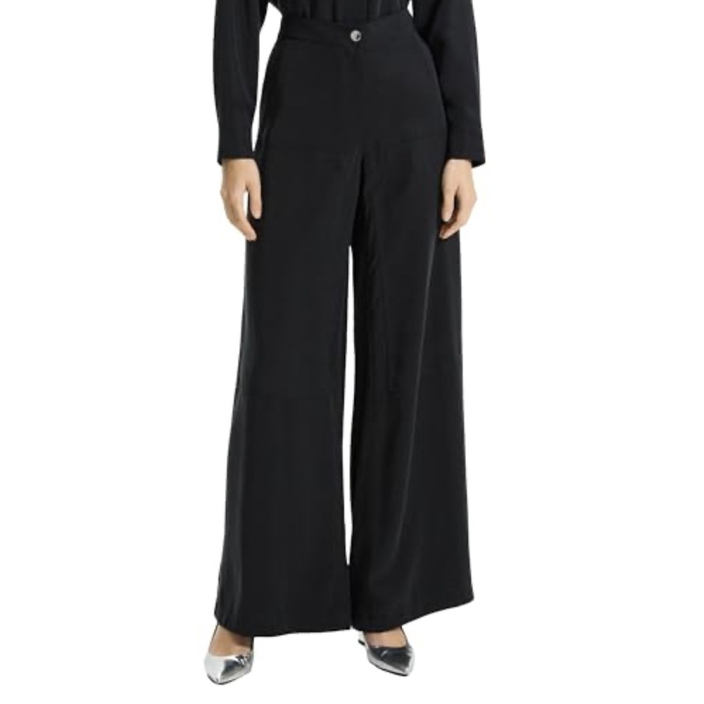 NWT Theory Cargo Wide Leg Pant Black Fluid Lyocell Sz 10 $375
